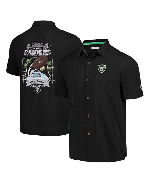Men's Black Las Vegas Raiders Tidal Kickoff Camp Button-Up Shirt
