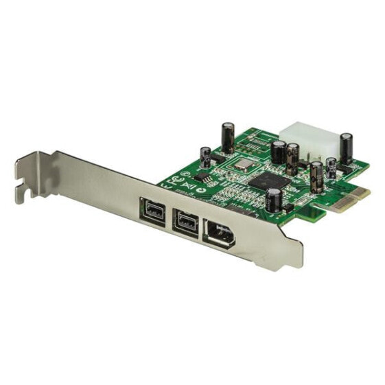 StarTech.com 3 Port 2b 1a 1394 PCI Express FireWire Card Adapter - PCIe - Firewire 800 / 400 - PCIe 1.1 - Green - 149905 h - Texas Instruments - XIO2213B