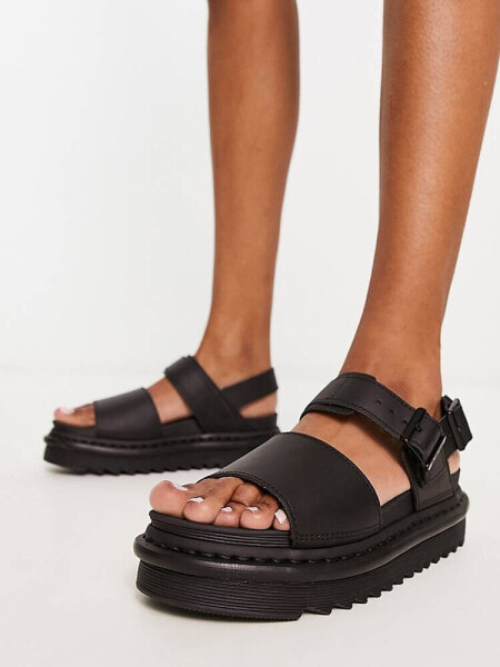 Dr Martens Voss black leather flat chunky sandals