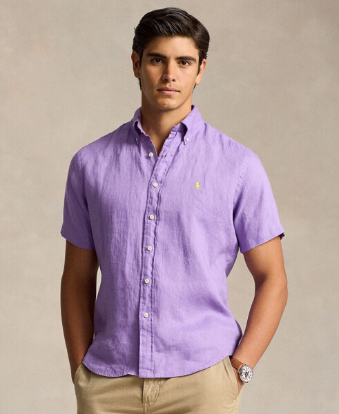 Men's Short-Sleeve Linen Button-Up