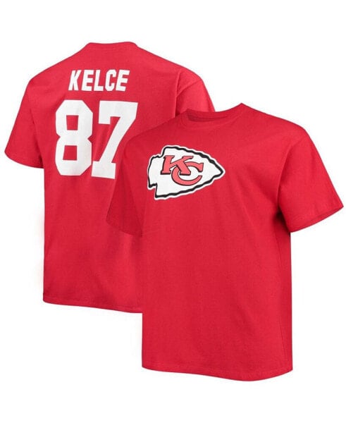 Men's Big and Tall Travis Kelce Red Kansas City Chiefs Player Name Number T-shirt