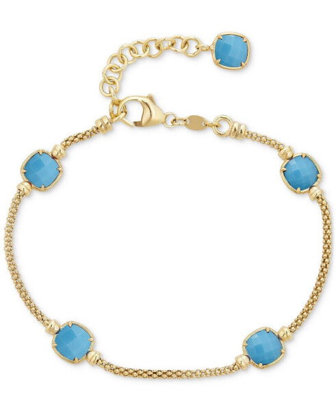 Lapis Lazuli Station Link Chain Bracelet in 14k Gold-Plated Sterling Silver (Also in Turquoise & Onyx)