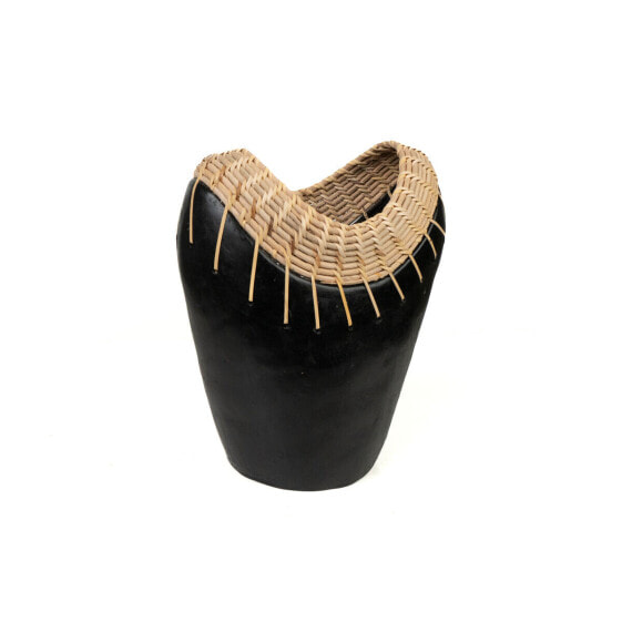 Vase Romimex Black Natural Ceramic Rattan 20 x 30 x 15 cm 15 x 30 x 20 cm