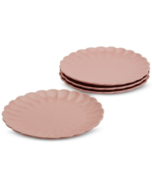 Pink Scalloped Dinner Plates, Set of 4