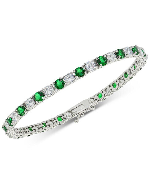 Cubic Zirconia Green Tennis Bracelet in Sterling Silver