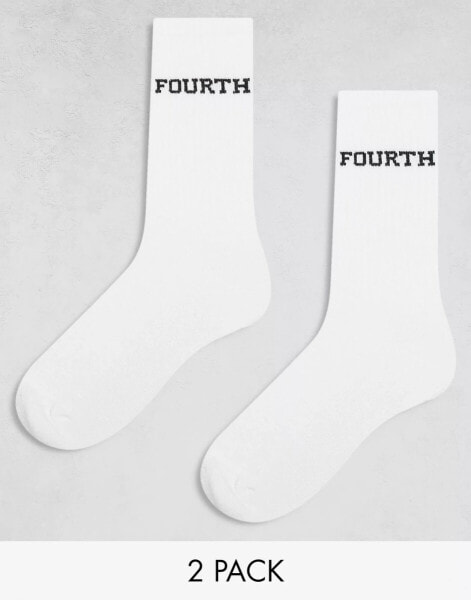 4th & Reckless studio 2 pack socks in white