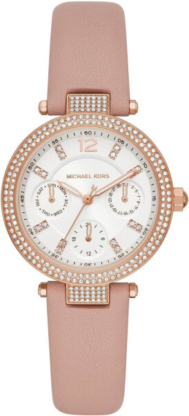 MICHAEL KORS Damen Armbanduhr 33 mm Zirkonia auf der Lünette Armband Leder MK2914