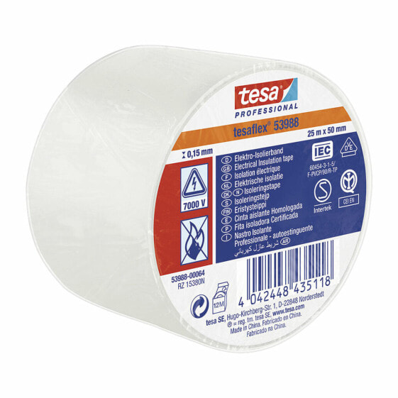 Изолента электрическая Tesa tesaflex 53988 Сертифицировано Белый PVC 25 m x 50 mm