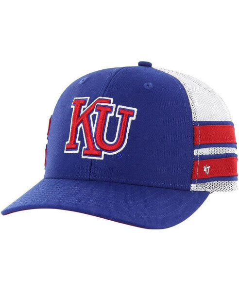 Men's Royal Distressed Kansas Jayhawks Straight Eight Adjustable Trucker Hat