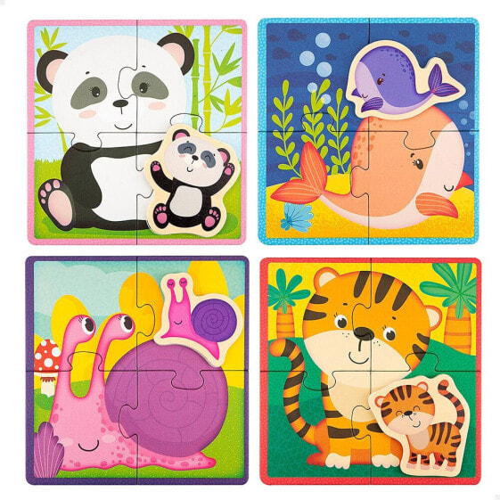 LISCIANI Montessori 4 4 Pieces With 4 Wooden Animals Puzzle