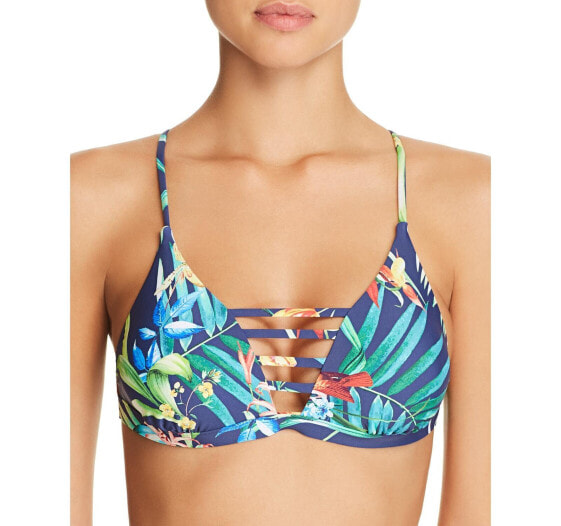 Lucky Brand 285825 Women Lush Leaf Reversible Bikini Top, Size Large
