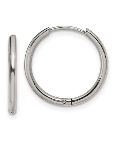 Stainless Steel Polished Hinged Hoop Earrings