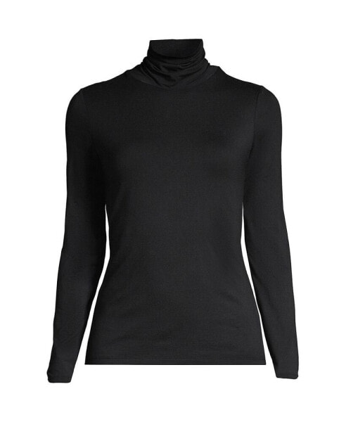 Women's Petite Lightweight Fitted Long Sleeve Turtleneck Top