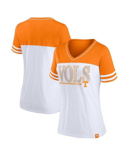 Women's White, Tennessee Orange Tennessee Volunteers Plus Size Field Game V-Neck T-shirt