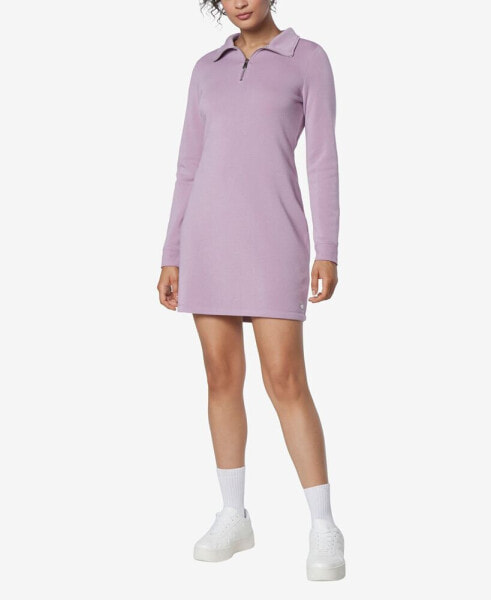 Women's Long Sleeve Quarter Zip Sweatshirt Dress