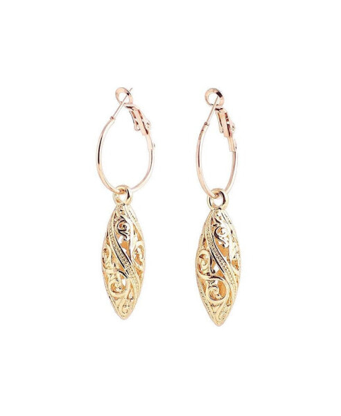 Women's Gold Oval Drop Earrings