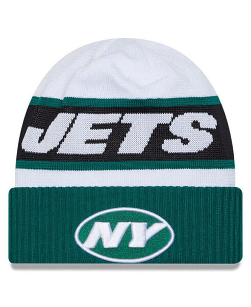 Men's White, Green New York Jets 2023 Sideline Tech Cuffed Knit Hat