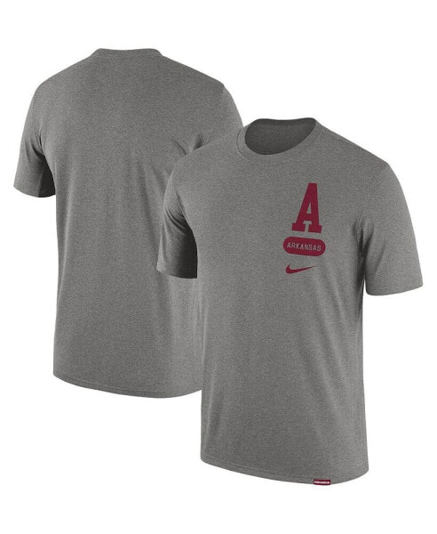 Men's Heather Gray Arkansas Razorbacks Campus Letterman Tri-Blend T-shirt