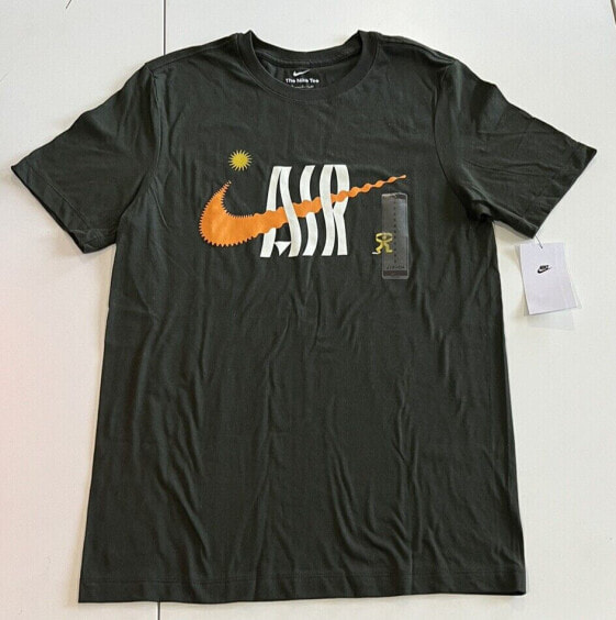 Men's The Nike Tee AIR Print Short Sleeve Tee T-Shirt olive Green Size S