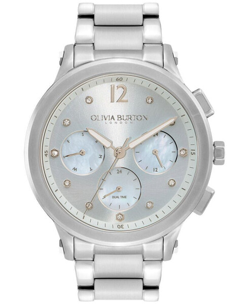 Women's Sports Luxe Silver-Tone Stainless Steel Watch 38mm