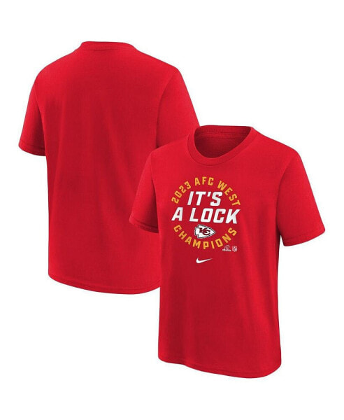 Big Boys Red Kansas City Chiefs 2023 AFC West Division Champions Locker Room Trophy Collection T-shirt