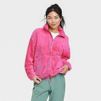 Women's High Pile Fleece 1/2 Zip Pull Over - All in Motion Vibrant Pink XS