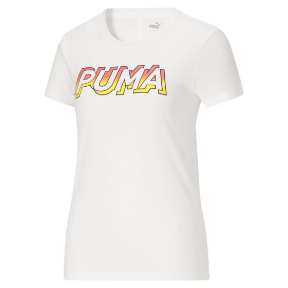 Puma Modern Sports Fashion Graphic Crew Neck Short Sleeve T-Shirt Womens White C