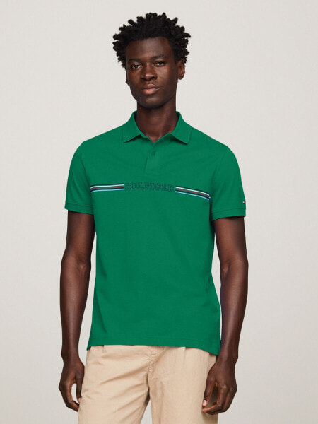 Regular Fit Monotype Chest Stripe Polo