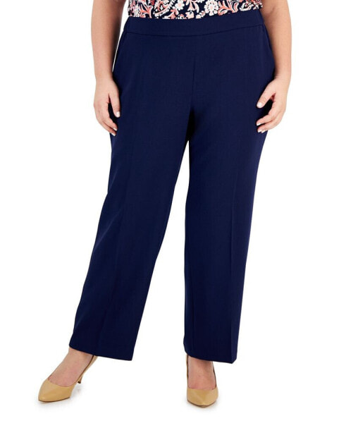 Plus Size Pull-On Stretch Crepe Pants