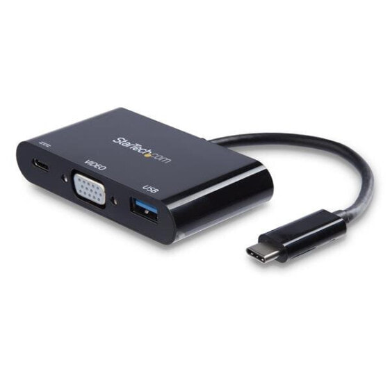 USB-C VGA Multiport Adapter - USB 3.0 Port - 60W PD - Wired - USB 3.2 Gen 1 (3.1 Gen 1) Type-C - 60 W - Black - 5 Gbit/s - 2048 x 1280 pixels