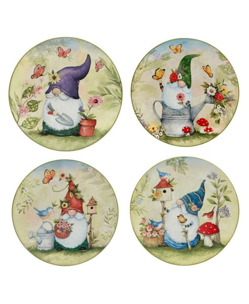 Garden Gnomes Set of 4 Salad Plate 9"