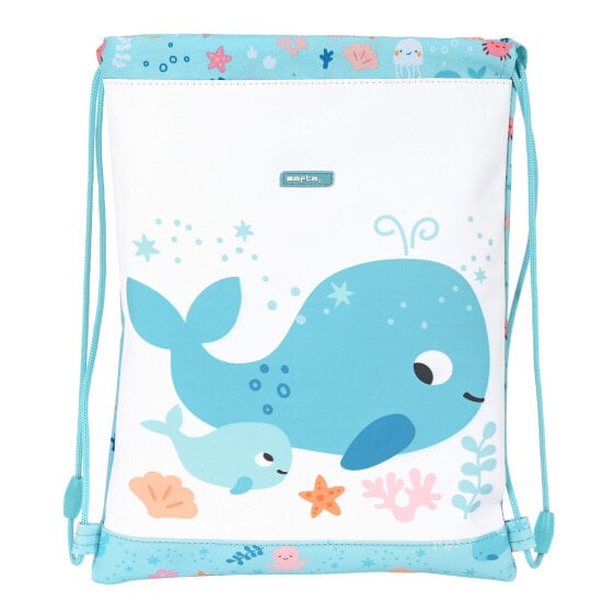 Backpack with Strings Safta Ballenita White Light Blue (26 x 34 x 1 cm)