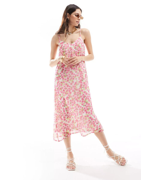 Vero Moda cami midi dress in pink floral