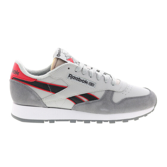 Reebok Classic Leather Mens Gray Leather Lace Up Lifestyle Sneakers Shoes