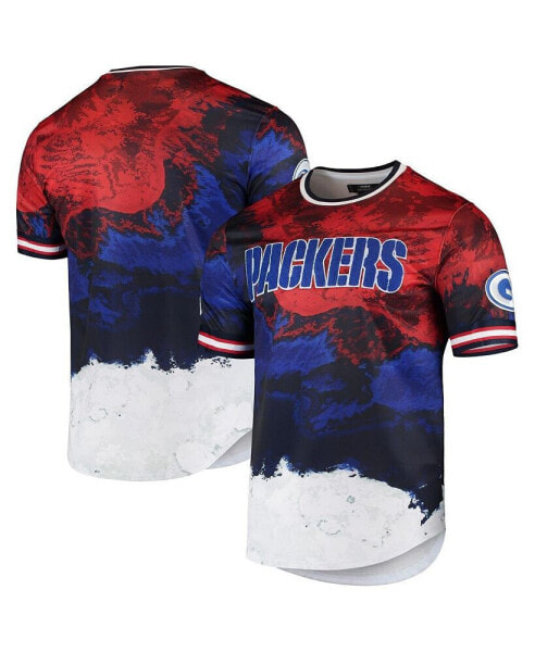 Men's Navy, Red Green Bay Packers Americana Dip-Dye T-shirt