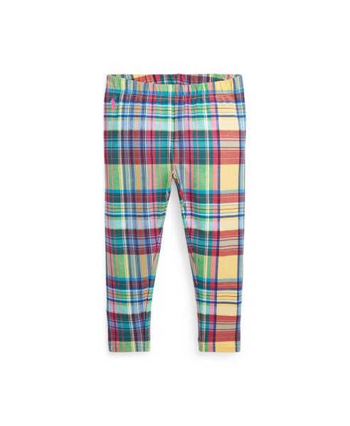 Toddler and Little Girls Madras-Print Stretch Jersey Legging Pants