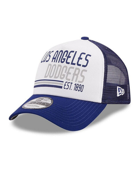 Men's White, Royal Los Angeles Dodgers Stacked A-Frame Trucker 9FORTY Adjustable Hat