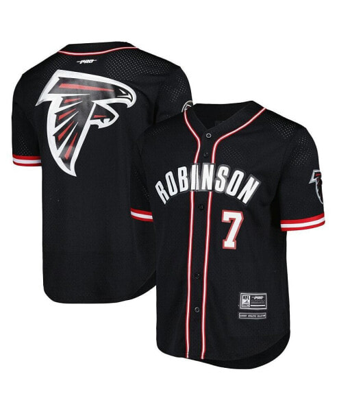 Men's Bijan Robinson Black Atlanta Falcons Mesh Baseball Button-Up T-shirt