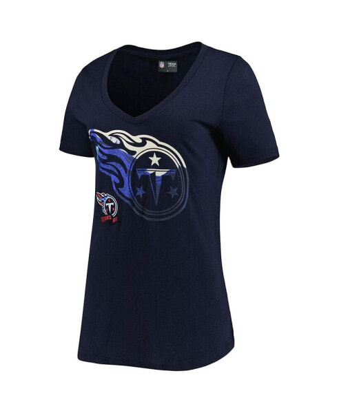 Women's Navy Tennessee Titans Ink Dye Sideline V-Neck T-shirt