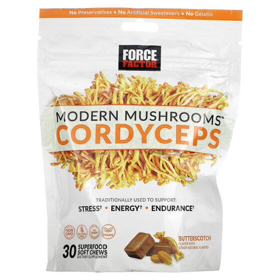 Modern Mushrooms, Cordyceps, Butterscotch, 30 Superfood Soft Chews