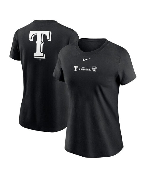 Women's Black Texas Rangers Over Shoulder T-shirt