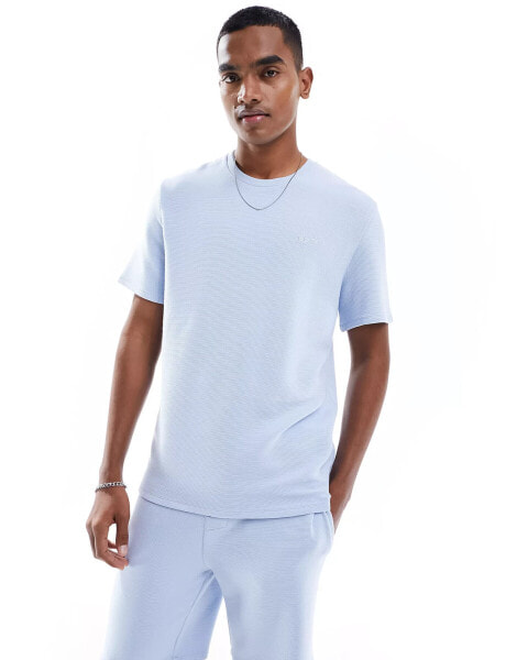 Boss Bodywear co-ord rib t-shirt in pastel blue