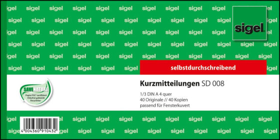 Sigel SD008 - 80 sheets - 1/3 A4 q - Green