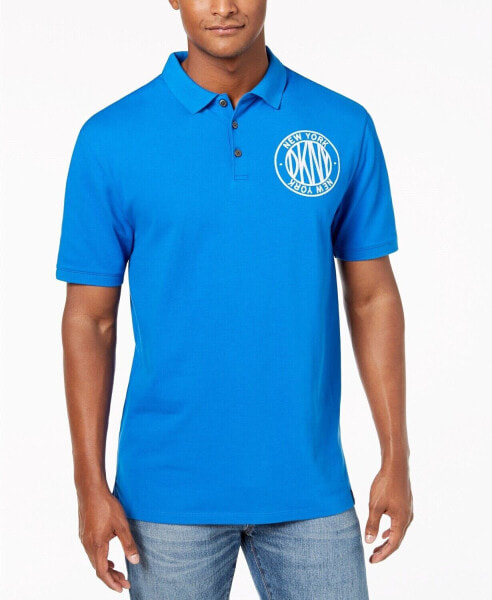 DKNY 151590 Men's Embroidered-Logo Polo Princess Blue Sz. XL