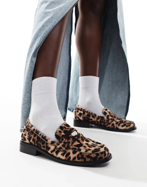 ASOS DESIGN Match penny loafer in leopard