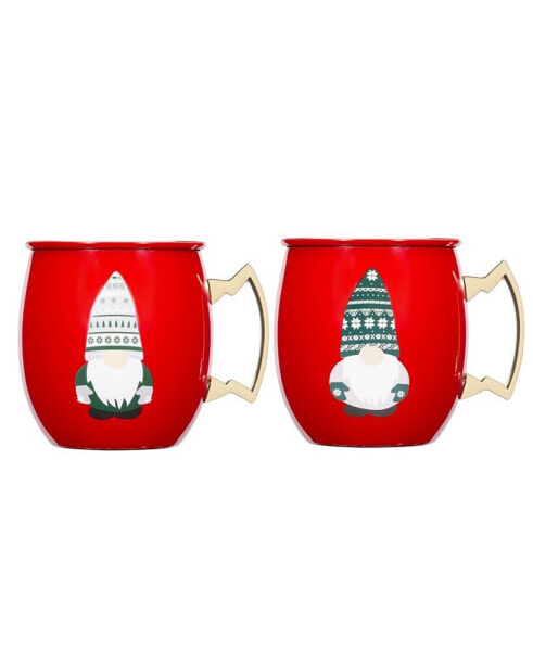 Gnome Holiday Moscow Mule Mugs, Set of 2