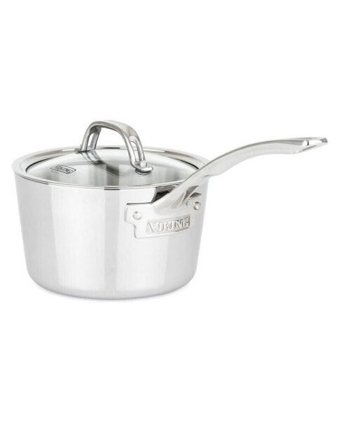 Contemporary 3-Ply Stainless Steel 2.4-Quart Sauce Pan with Glass Lid