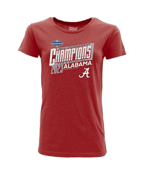Women's Crimson Alabama Crimson Tide 2023 SEC Men's Basketball Conference Tournament Champions Locker Room T-shirt
