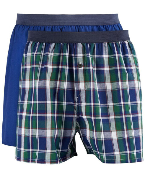 Men's 2-pk. Patterned & Solid Boxer Shorts, Created for Macy's