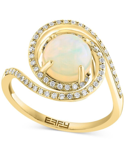 EFFY® Ethiopian Opal (1-3/4 ct. t.w.) & Diamond (1/4 ct. t.w.) Swirl Ring in 14k Gold